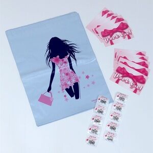 Poly Mailers Thank You Cards and Stickers 14x 17 Shipping Bag